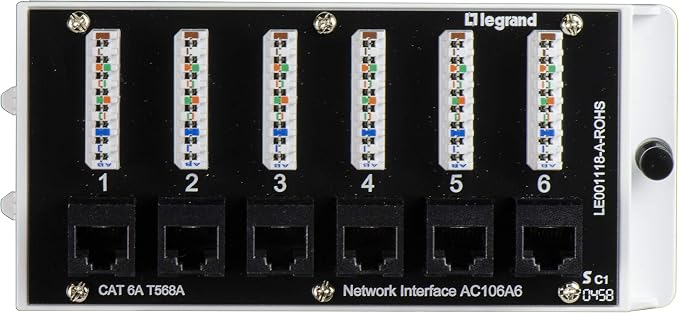 Legrand - OnQ Home Theater Patch Panel, 6 Port Interface Module, Cat 6A Network by Legrand-On-Q