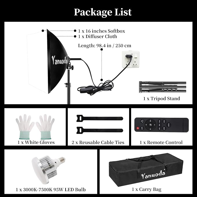 Professional 16''x16'' Softbox Lighting Kit - Image 8