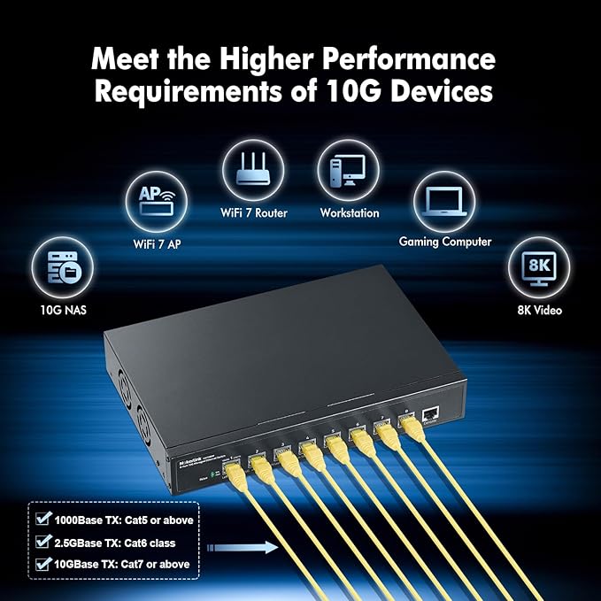 MokerLink 8 Port 10G Managed Ethernet Switch, 10G/5G/2.5G/1G Auto-Adaptive - Image 6