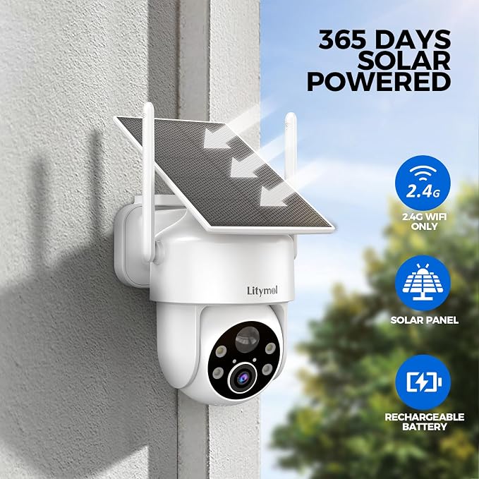 LITYMOL 2K 360° View Security Cameras Wireless Outdoor, Solar Cameras - Image 3