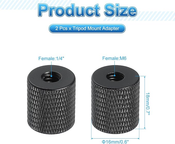 PATIKIL Tripod Screw Adapter 1/4" Female to M6 Male, 18 mm - Image 2