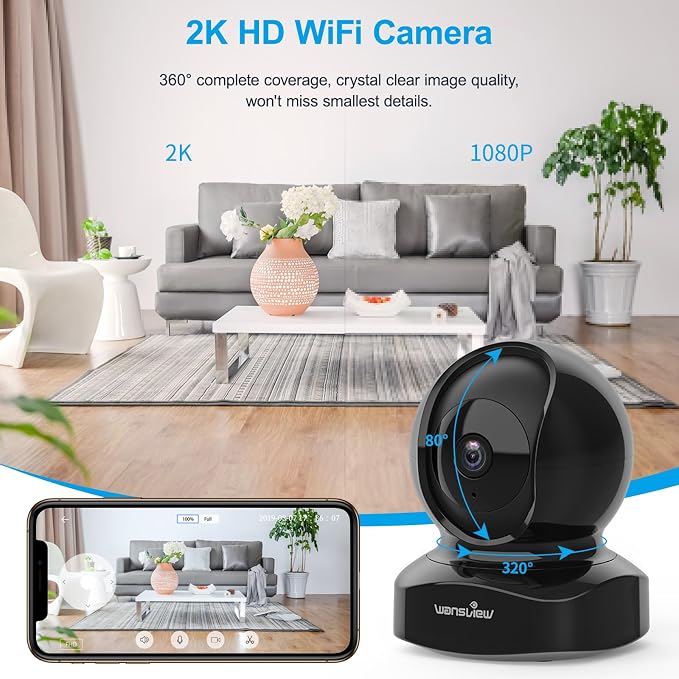 wansview Cameras for Home Security, 2K IP Camera, WiFi Home Indoor Camera for - Image 3