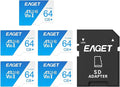 EAGET 5-Pack 64GB TF Memory Card Up to 100MB/s Read 60MB/s Write by EAGET