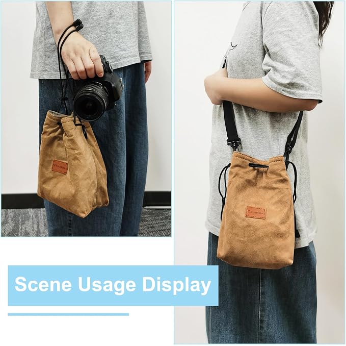 Patikil XL Size Drawstring Lens Case Flannel Camera Handbag - Image 6