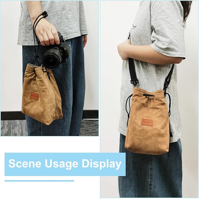 Patikil S Size Drawstring Lens Case Flannel Camera Handbag - Image 6