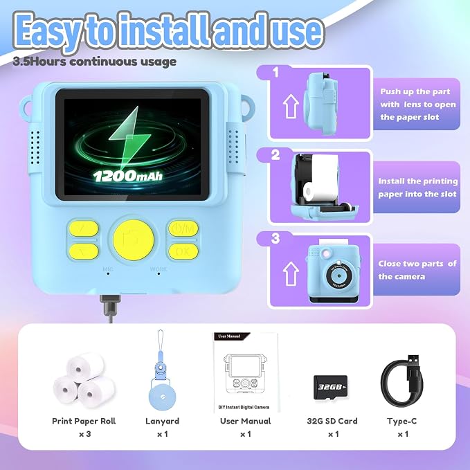 ESOXOFFORE Kids Camera Instant Print, Christmas Birthday Gifts - Image 6