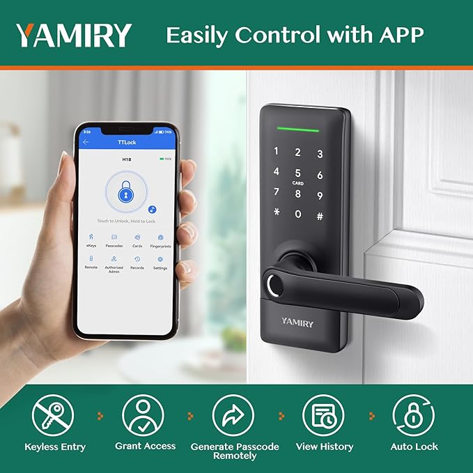 Yamiry Smart Door Lock, Biometric Fingerprint, Keyless Entry, App Control - Image 3