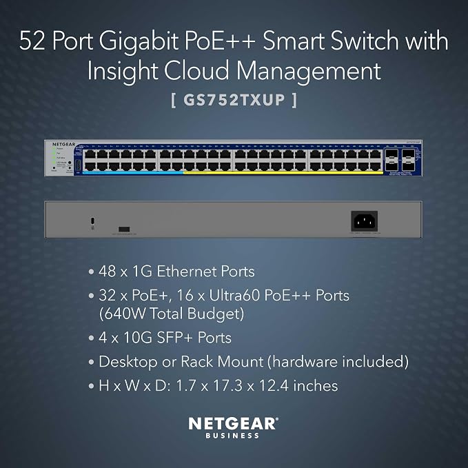 NETGEAR 52-Port Ultra60 PoE Gigabit Ethernet Smart Switch- Managed, - Image 2