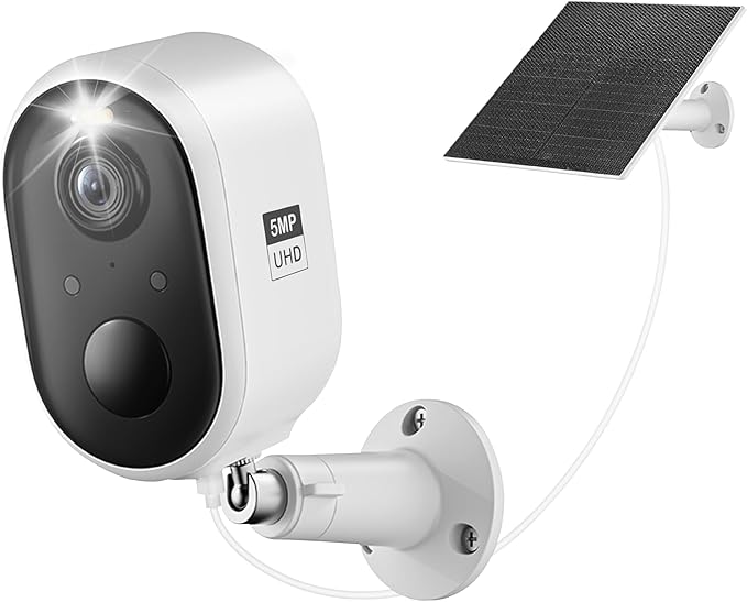 Solar Security Camera Outdoor Wireless, 5MP Color Night Vision, Battery Powered by Aurumbach