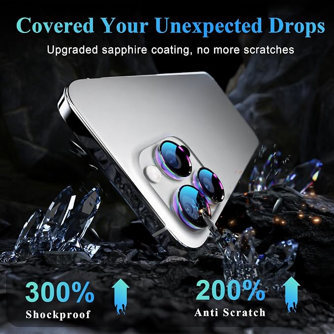 YWXTW Camera Lens Protector for iPhone 16 Pro/iPhone 16 Pro Max, Tempered Glass - Image 3