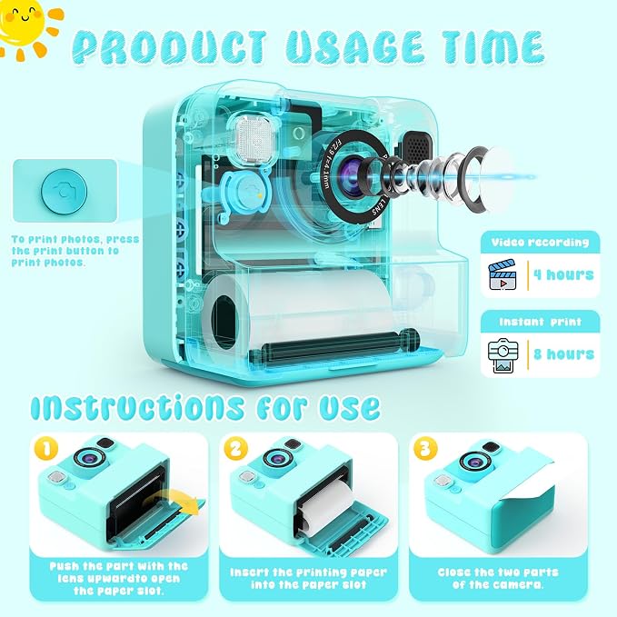Kids Camera Instant Print with Flip Lens, 1080P HD Video Inkless Toddler - Image 5