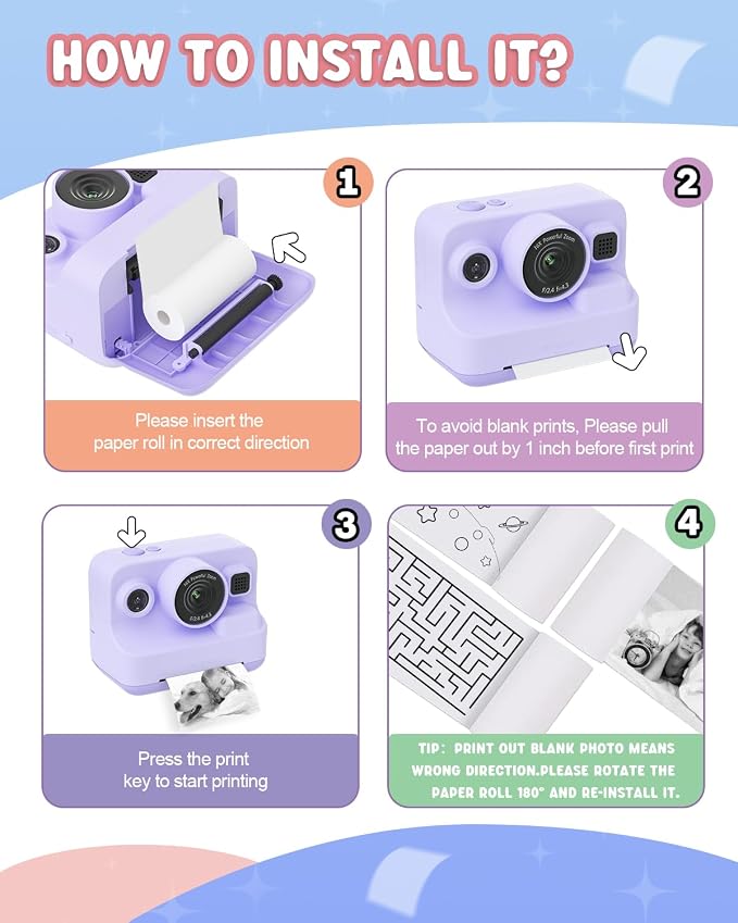 Instant Print Camera for Kids, 2.4 Inch Screen Kids Instant Cameras, Christmas - Image 8
