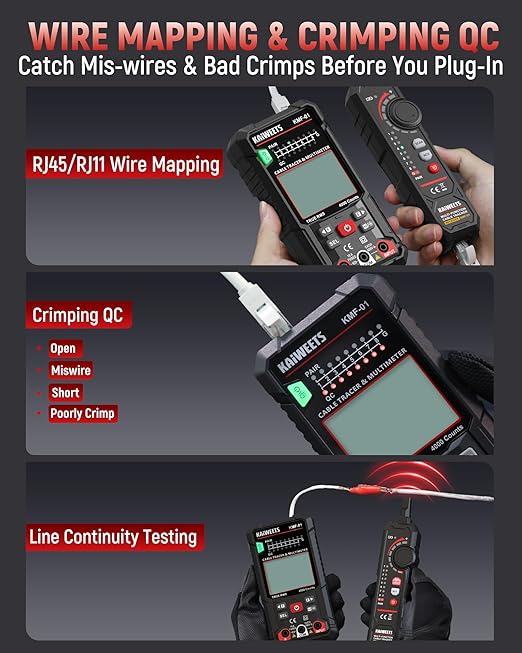 KAIWEETS 3-in-1 Multimeter & Cable Tracer Kit, Auto-Ranging Digital Multimeter - Image 5