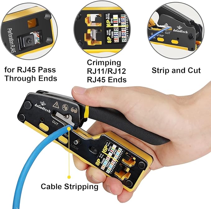 RJ45 Pass Through Crimp Tool Kit, 3-in-1 Ethernet Crimper - Image 5