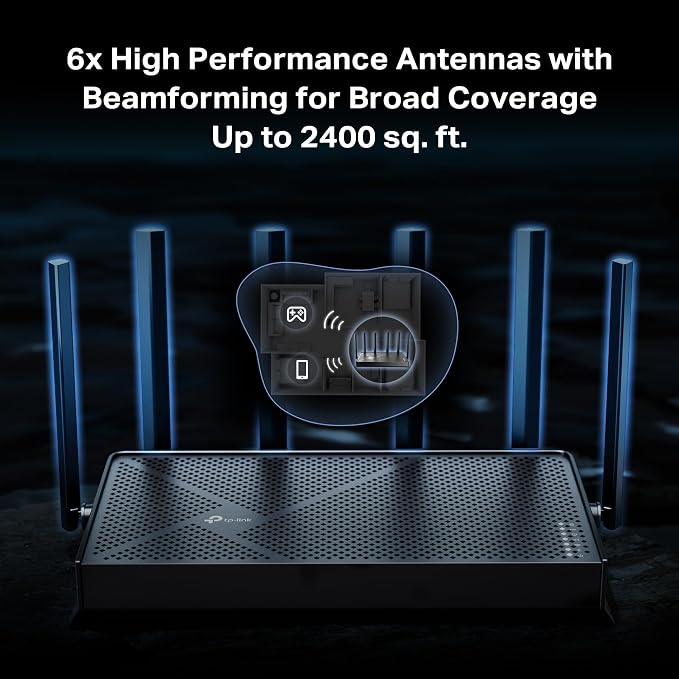 TP-Link BE6500 Dual-Band WiFi 7 Router – Dual 2.5Gbps Ports, USB 3.0, Covers up - Image 7