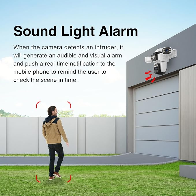 EVERSECU Solar Wireless Triple Lens WiFi PTZ Security Camera, Three Cameras in - Image 8