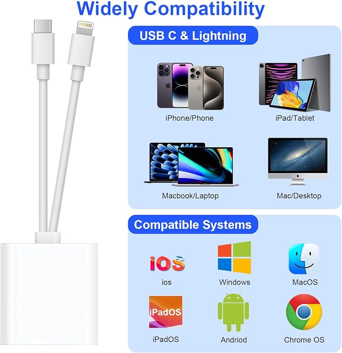 SD Card Reader for iPhone iPad, USB C & Lightning Dual Interface Memory Card - Image 3
