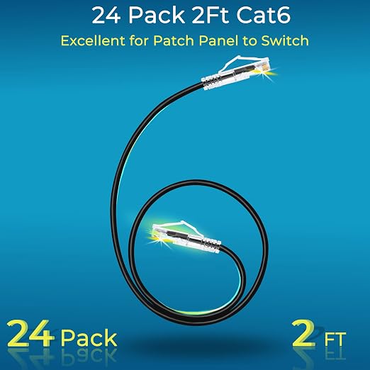 Rapink Patch Cables Cat6/ Cat6a 2ft Slim, Cat6a Ethernet Patch Cable 10G Support - Image 2