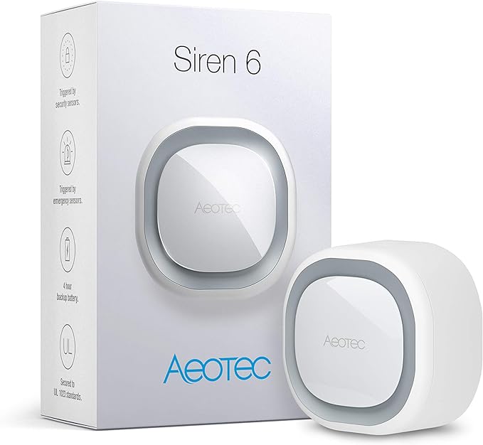 Aeotec Siren 6, Z-Wave Plus S2 Enabled Zwave Siren Safety Speaker, Wall-Mounted by Aeotec
