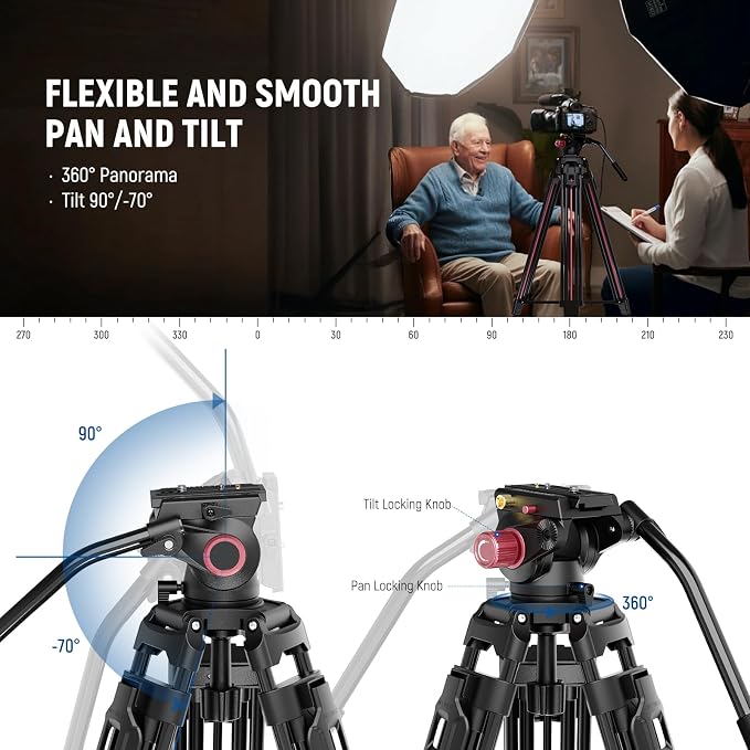 NEEWER 79"/2m Video Camera Tripod - Image 4