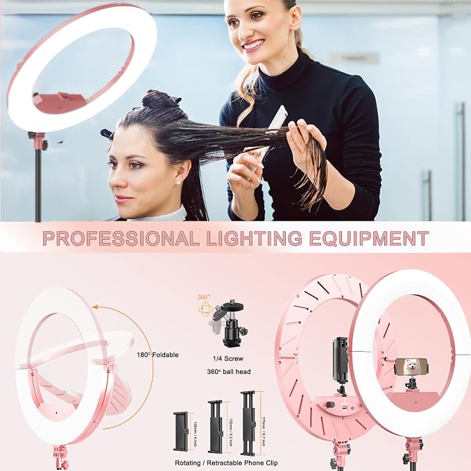 18 Inch Ring Light Kit, 55W6700k Dimmable LED Light, Tripod Stand, Remote - Image 7