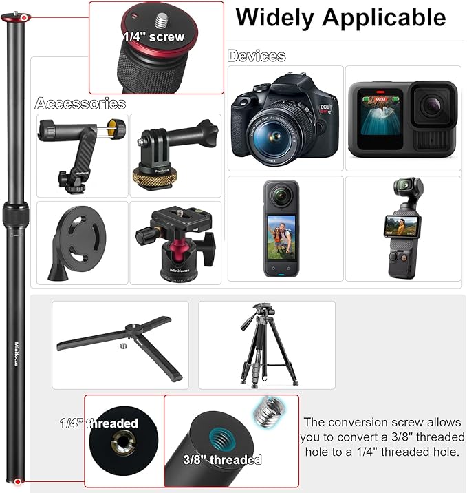 MINIFOCUS Tripod Extension, 2 Section Center Columns, 23.4" Alloy Aluminum - Image 4