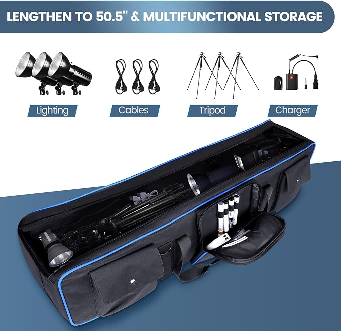 YOREPEK Tripod Carrying Case Bag 50.5", Resistant Light Stand Bag - Image 3