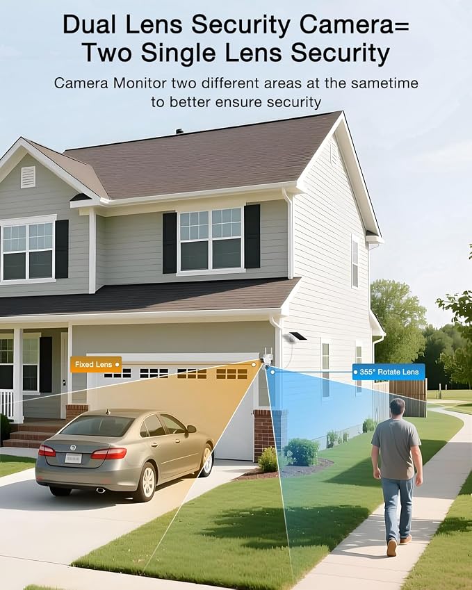 ANRAN 2 Pack Dual-Lens Solar Security Camera Wireless Outdoor - Image 3