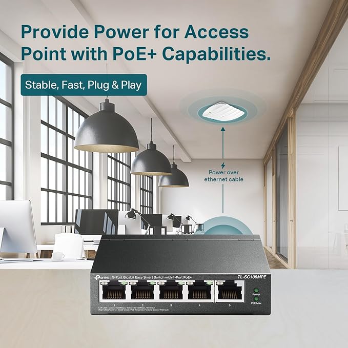 TP-Link TL-SG105MPE | Easy Smart Managed | 4 PoE+ Ports @120W, w/ 1 Uplink - Image 3