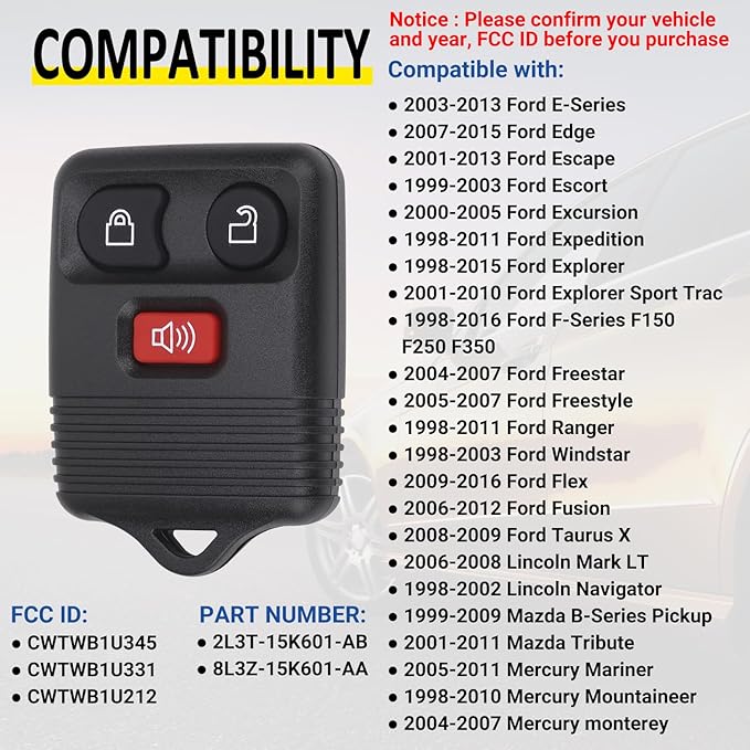 Vurkcy Keyless Entry Remote Key Fob Compatible - Image 2