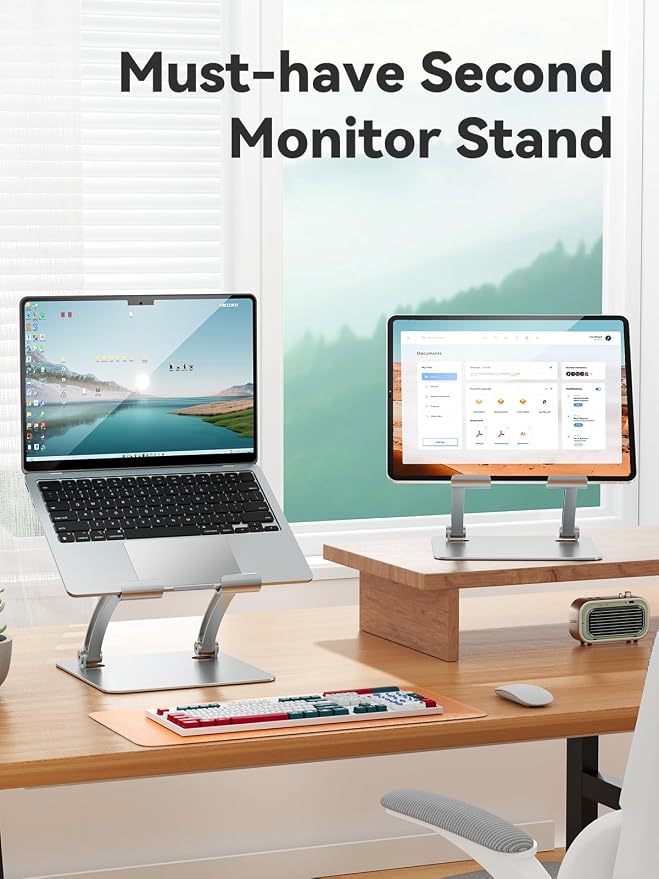tounee Tablet Holder Stand, Dual Rod Adjustable Aluminum Desktop Stand - Image 7