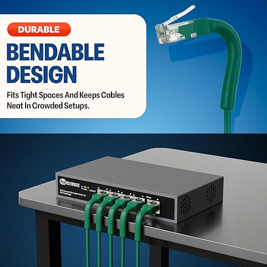 Everest Ultra Slim Cat6a Ethernet Patch Cables 2ft Green - Image 2