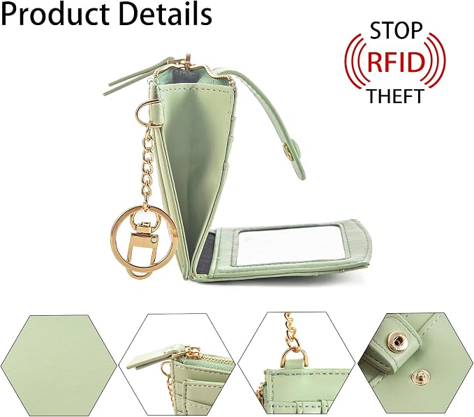 Keychain Wallet Wristlet Small Credit Card Holder Bracelet Key Chain Purse - Image 4