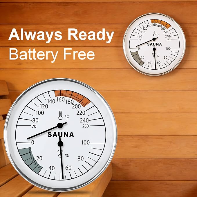 Sauna Thermometer and Hygrometer Combo, Precise Temperature & Humidity Gauge - Image 2
