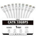 Jadaol Cat 6 Ethernet Cable 1ft 10-Pack, 10Gbps Support Cat8 Cat7 Network by Jadaol