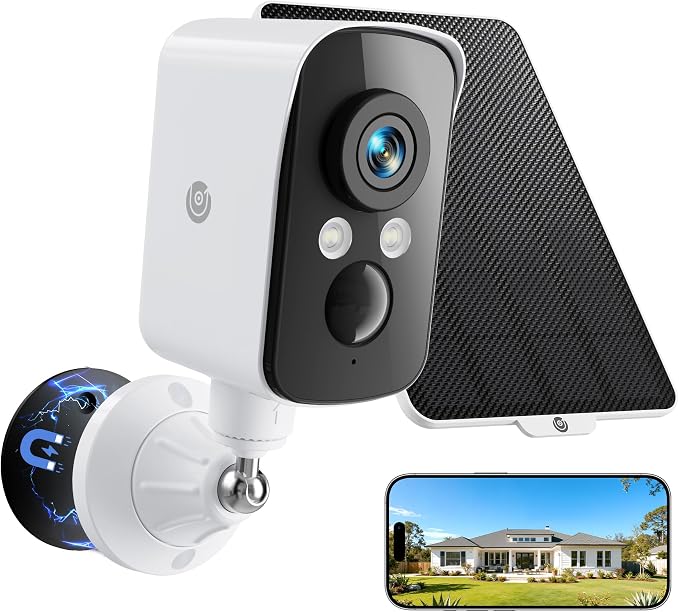 Wireless Outdoor Security Camera, 2.4G WiFi, Battery & Solar Powered, Magnetic by Proectwhatmatters