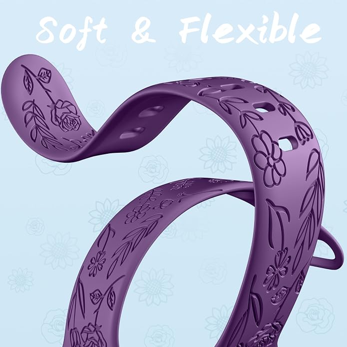 SNBLK 6 Pack Floral Engraved Bands Compatible - Image 5
