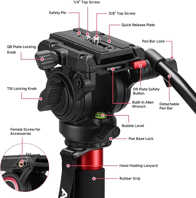 Avella CD324 Carbon Fiber Video Monopod Kit, - Image 3