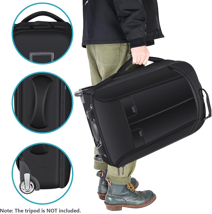 Neewer 2-in-1 Rolling Camera Bag Backpack Suitcase Style Convertible - Image 8