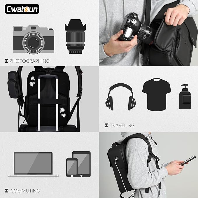 Cwatcun Camera Backpack Waterproof Camera Bag - Image 3