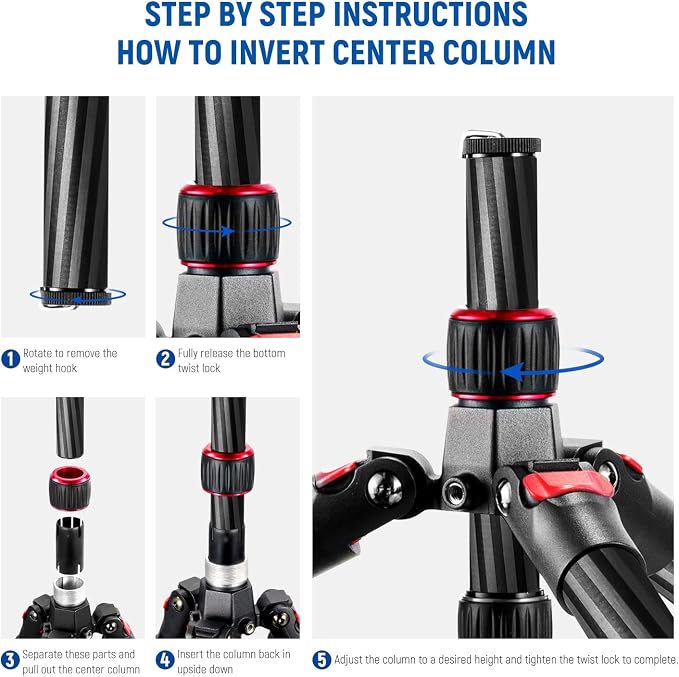 NEEWER Upgraded 80.7" Carbon Fiber Camera Tripod Monopod - Image 4