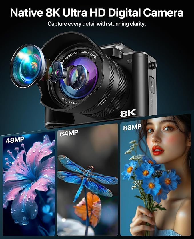 8K Digital Cameras for Photography, 2026 Autofocus 88MP WiFi Professional - Image 3