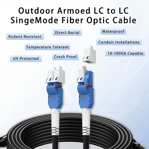 610M/2001FT LC to LC Armored Outdoor Fiber Optic Cable, Single Mode Duplex - Image 9