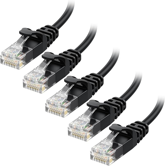 Cable Matters 10Gbps 5-Pack Snagless Short Cat 6 Ethernet Cable - 1ft by CableMatters