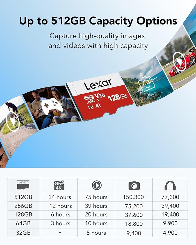 Lexar 128GB Micro SD Card, microSDXC UHS-I Flash Memory Card - Image 4