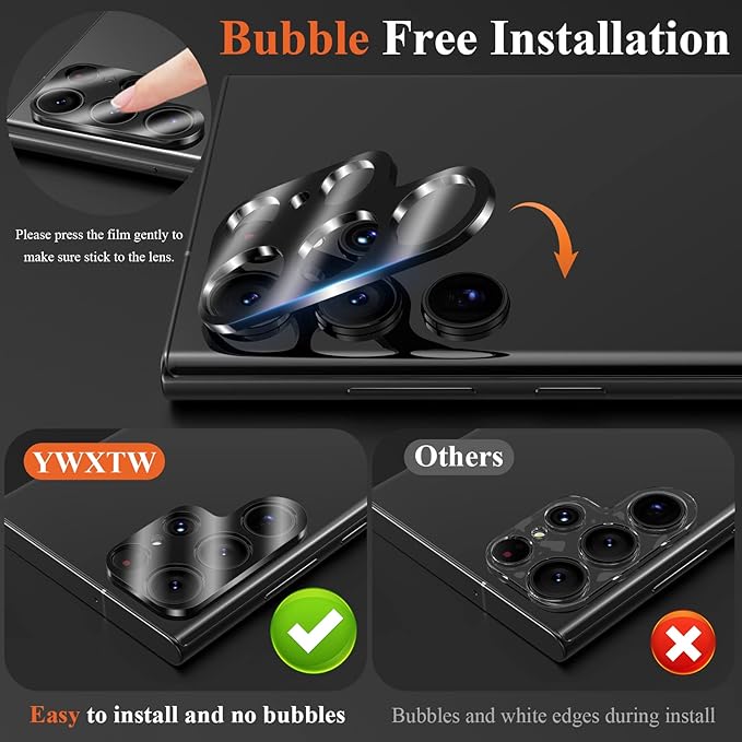 YWXTW 3 Pack for Samsung Galaxy S23 Ultra Camera Lens Protector, 9H Tempered - Image 4