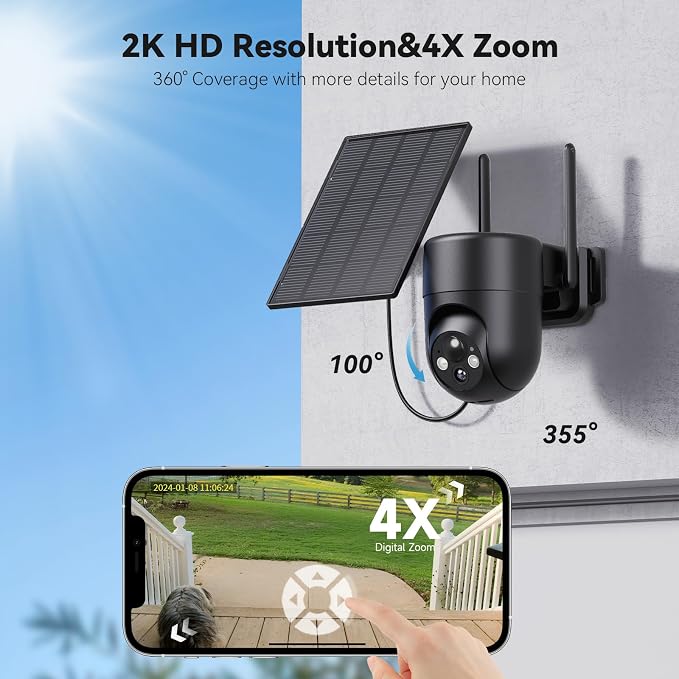 ELYSOO Security Cameras Wireless Outdoor, 2K Color Night Vision, Solar Camera - Image 2