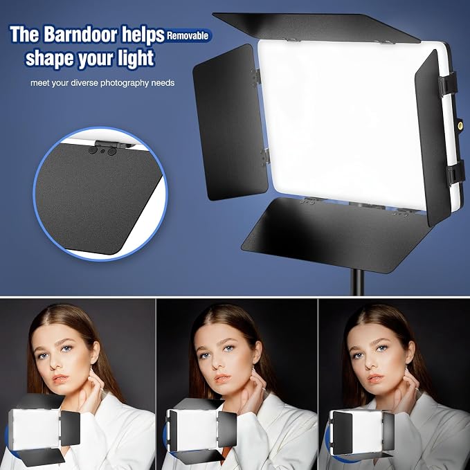 LED Video Lighting Kit with Barn Door, Kewaiaa Bi-Color Studio Lights with - Image 3