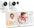 Blemil 6" Baby Monitor with 2 Cameras 4000mAh Battery Upgrade Split Screen by Blemil