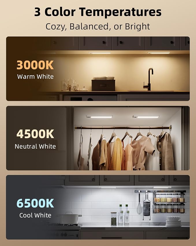 EZVALO 5-Pack Under Cabinet Lighting, 2400mAh Rechargeable Motion Sensor Light - Image 7